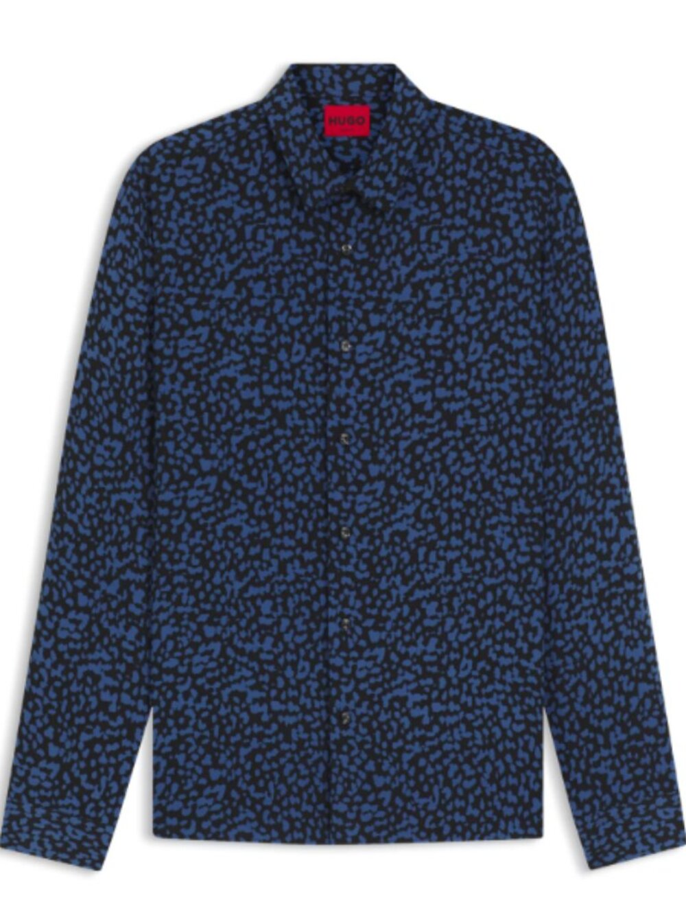 HUGO Boss Slim Fit Button Up Shirt in Abstract Print Poplin Blue Men's Size XL